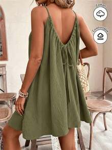 Women Short Dresses - 軍綠色 - 查看 1