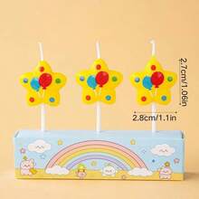 HIBIRTH 3pcs Creative Yellow Star Rabbit Bear Print Happy Birthday Indoor Candles Cake Decoration Wishing Birthday Party Baking Plug-In - View 9