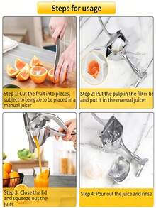 Heavy Duty All-Metal Manual Juicer/Manual Fruit Press, Home Manual Juicer, Suitable For Lemon, Orange, Apple, Cucumber, Melon And Other Fruits, Durable Kitchen Countertop Juicing Tool, Suitable For Home Kitchen, Camping, Picnic Daily Use - Multicolor - View 9