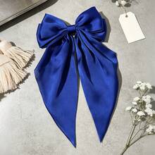 1pc Solid Color Satin Hair Clip With Ribbon Streamers And Large Bowknot, Versatile Hair Accessory For Women Valentine's Day Claw Clips Hair Claws Hair Barrettes, School Stuff, Elegant, College, Winter Outfit For Women, Bows, Cute, Hair Accessories, Head Accessories, Hairpin - Yellow - View 18