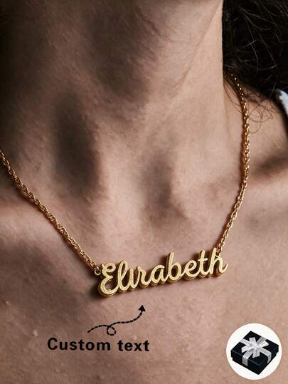 1pc Personalized Fashion Multi-Chain Customizable Name Necklace, Gold-Tone Stainless Steel Customized English Letter Necklace, Unisex, Suitable For Daily Wear, Perfect Gift For Couples, Boyfriend, Girlfriend, Mom, Dad, Family, Pets, Grandmother, Ideal For Valentine's Day, Mother's Day, Father's Day, Anniversary, Party, Wedding