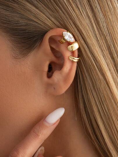 3pcs/Set Oval Double-Layer Smooth Wide Hoop Ear Cuffs, Minimalist Geometric Stackable Ear Jewelry, Elegant Commuter Accessories, Suitable For Girls Without Ear Piercings, Versatile For Daily Wear