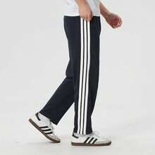 Adidas New Three-Stripe Sports Pants Running Fitness Training Casual Knit Men's Trousers - Blue - View 9