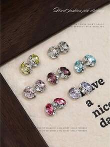 4Pcs Flashing K9 Rhinestone Nail Art Decor, Bottomless Crystal Ball Style, Clear White Pigeon Egg Diamond - Multicolor - View 4