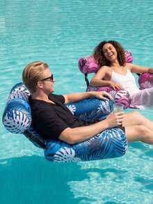 1pc Leaf Design Floating Lounge Chair - Adult Inflatable Pool Chair, Portable Summer Beach Float, Suitable For Beach, Lake And Pool Party Pool Inflatable Float And Pool Raft Pool Supplies Pool Accessories - Multicolor - View 4