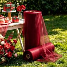 1 Rolle Tüll Hochzeits-Hintergrund, mehrere Längenoptionen, geeignet für DIY Brautparty, Geburtstag, Halloween und Weihnachtsdekoration, perfektes Valentinstag- und Brautgeschenk, Hochzeitsbogen Hängestoff, Veranstaltungsdekoration, minimalistisches Design, hochwertiges handgefertigtes Netzmaterial, geeignet für DIY Tutu, Geschenk-Schleifen, Hochzeitsfeier Dekoration - Rotwein - Übersicht 7