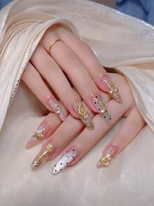 6-Grid Box Music Theme Nail Art Metal Charms Musical Notes Microphone Guitar Star Multi-Style Gold & Silver Box DIY Wearable Nail Decoration Accessories - Multicolor - View 5
