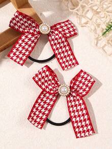 4pcs/Set Cute Bow Hair Ties, Ideal Hair Accessories For Students Back To School, Suitable For Daily Ponytail, Women Hair Accessories, Recommended Gift, Autumn Outfit, Hair Ties, Hair Ties, Hair Ties, Hair Ties, Gift Headwear, Rubber Bands, Hair Ties - Multicolor - View 2