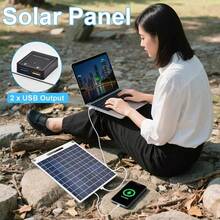 1pc Solar Panel With USB Port - Solar Charger, Lightweight Portable Solar Panel Suitable For Home, Outdoor Camping, Travel, Compatible With Smartphones, Tablets, Flashlights, Fans, No Battery Required, Solar Charging Station, Solar Phone Charger, Camping Essential, Compact Design, Integrated Cable - Black - View 8