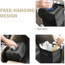 1pc Car Hanging Trash Can, Thickened Oxford Cloth, Waterproof & Leak-Proof, Flip Lid Design, Multi-Layer Mesh Pocket, 2 Gallon Large Capacity, Adjustable Shoulder Strap, Detachable Trash Bag Hook, Portable Waste Storage Bag, Suitable For SUV, Sedan, Home, Road Trip, Car Seat Back, Daily Travel Accessory - Black - View 7