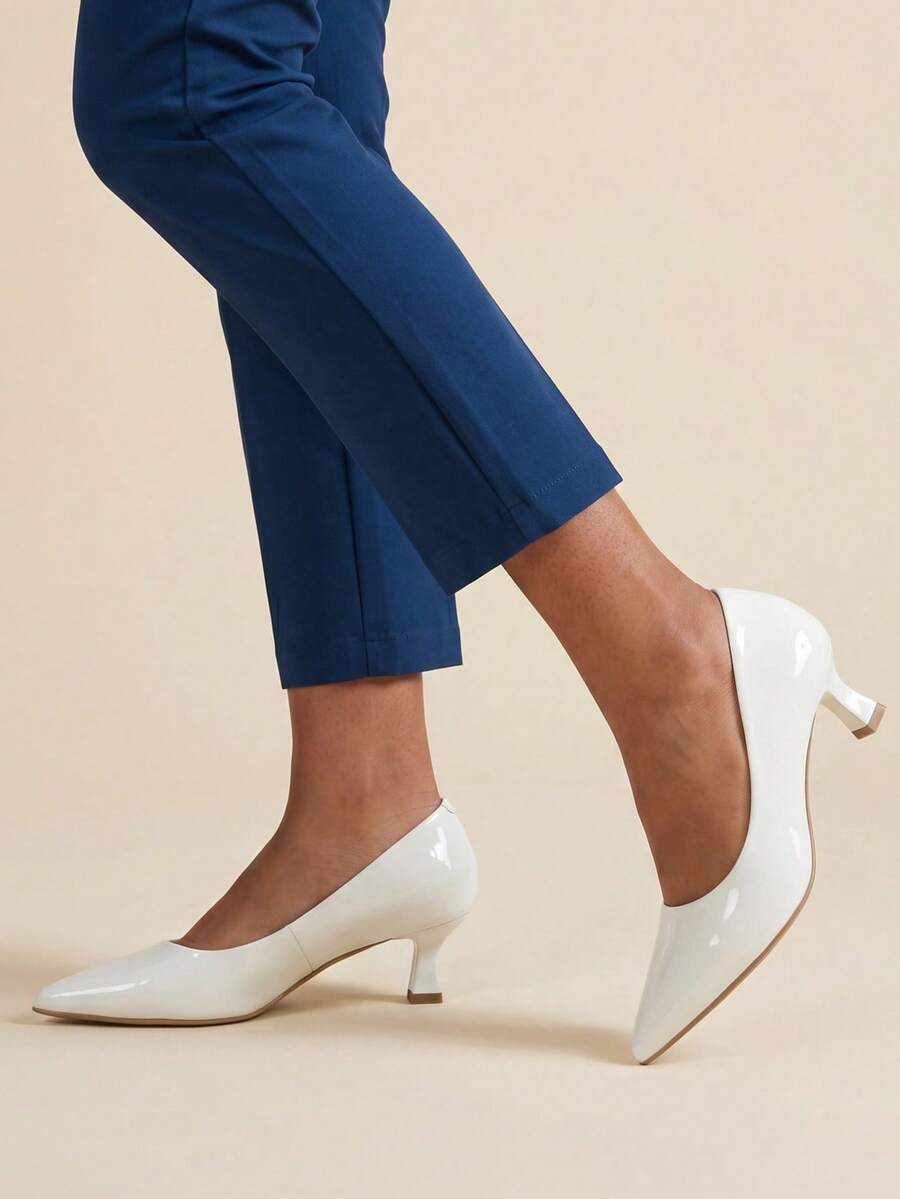 Fashionable & Comfortable High-End Plus Size Pointed Toe High Heel Shoes For Women - White - View 1