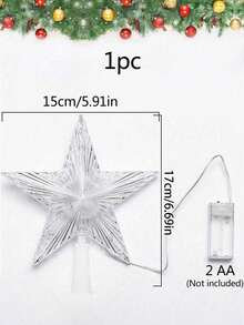 1pc Christmas Tree Top Decoration, 5.9 Inch White LED Tree Top Star, Suitable For Holiday Decor, Room Decor, Home Decor, Office Decor, Theme Party Decor, Christmas Decor, Battery Operated (Batteries Not Included) - Star 1 - View 8