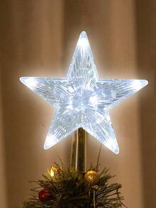 1pc Christmas Tree Top Decoration, 5.9 Inch White LED Tree Top Star, Suitable For Holiday Decor, Room Decor, Home Decor, Office Decor, Theme Party Decor, Christmas Decor, Battery Operated (Batteries Not Included) - Star 1 - View 5