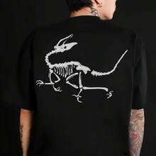 Summer Trendss Dinosaur Skeleton Print Men's Short-Sleeved T-Shirt Same Style For Both Men And Women Loose Fit - 款式 - 查看 1