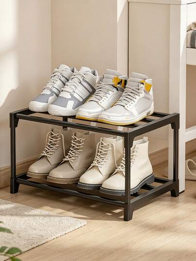 Simple Shoe Rack, Balcony Drying Hanging Closet Dorm Bed Under Space-Saving Shoe Storage Rack, Shoe Hanger, Multi-Layer Entryway Shoe Storage Rack, Multi-Functional Rotatable Hooks, Shoe Drying Rack, Double-Row Shoe Rack, For Home/Dorm, Easy Assembly Portable Shoe Cabinet, Unisex, Home Shoe Storage Essential, Back To School, Teacher's Day Gift Must-Have