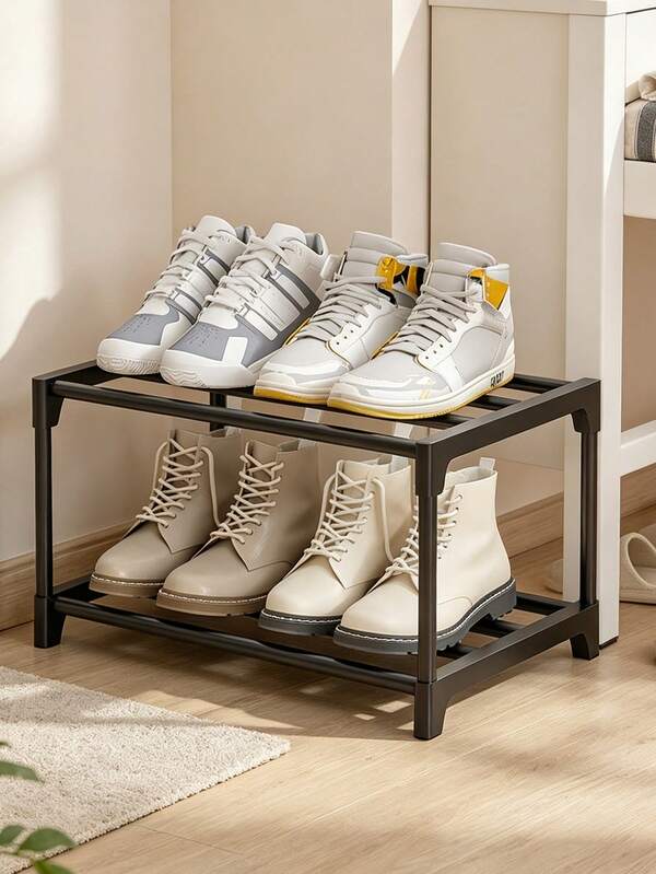 Simple Shoe Rack, Balcony Drying Hanging Closet Dorm Bed Under Space-Saving Shoe Storage Rack, Shoe Hanger, Multi-Layer Entryway Shoe Storage Rack, Multi-Functional Rotatable Hooks, Shoe Drying Rack, Double-Row Shoe Rack, For Home/Dorm, Easy Assembly Portable Shoe Cabinet, Unisex, Home Shoe Storage Essential, Back To School, Teacher's Day Gift Must-Have