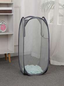 1pc Large Foldable Laundry Basket, Mesh Clothes Storage Bin, Portable Dirty Clothes Hamper For Home - Multicolor - View 1