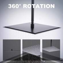 Rain Shower Head Ultra Thin High Pressure Boosting Metal Water Flow Sprayer Ceiling Wall Mounted Stainless Steel Rainfall Bathroom Fixture Modern Style Matte Black 1 Pack - 1 - View 5