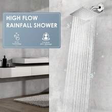 Rain Shower Head Ultra Thin High Pressure Boosting Metal Water Flow Sprayer Ceiling Wall Mounted Stainless Steel Rainfall Bathroom Fixture Modern Style Brushed Nickel 1 Pack - Brushed Nickel - View 7