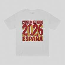2026 Spain World Champion T-Shirt / Spanish Football World Cup 2026 / Neck Label With Details / Spain Champion T-Shirt / Co MKDA - White - View 1