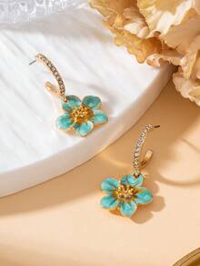 1 Pair Elegant Luxury French Summer Vacation Beach Style Sparkling Handmade Drip Oil Light Green Enamel Pendant Earrings For Women - Green - View 3