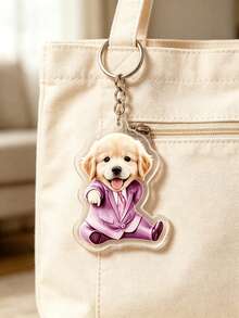 Customized Purple Acrylic Pet Keychain Set, Personalized Cute Pet Keychain, Can Be Used As Packaging Decoration, Suitable As Birthday Gift For Dog Lovers - Multicolor - View 2