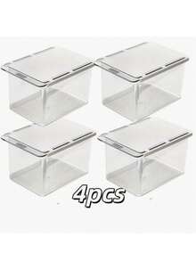 1/2/4pcs Large Capacity Transparent Pull-Out Plastic Storage Boxes For Cabinet, No-Drill Hanging Transparent Drawer Storage Boxes, Bathroom Vanity Cotton Pad & Cotton Swab Organizer, Dorm Kitchen Holiday Desktop Storage Boxes - Multicolor - View 14