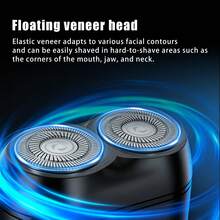 HIENA Mini Pocket Rotary Electric Shaver For Men,Dual Floating Double-Ring Fit Blades,USB Fast Charge Wet Dry Cordless Travel Beard Razor,Low Noise Powerful Motor,Detachable Washable Head,Portable Compact Facial Shaving Grooming Gift For Dad Husband - Black - View 4