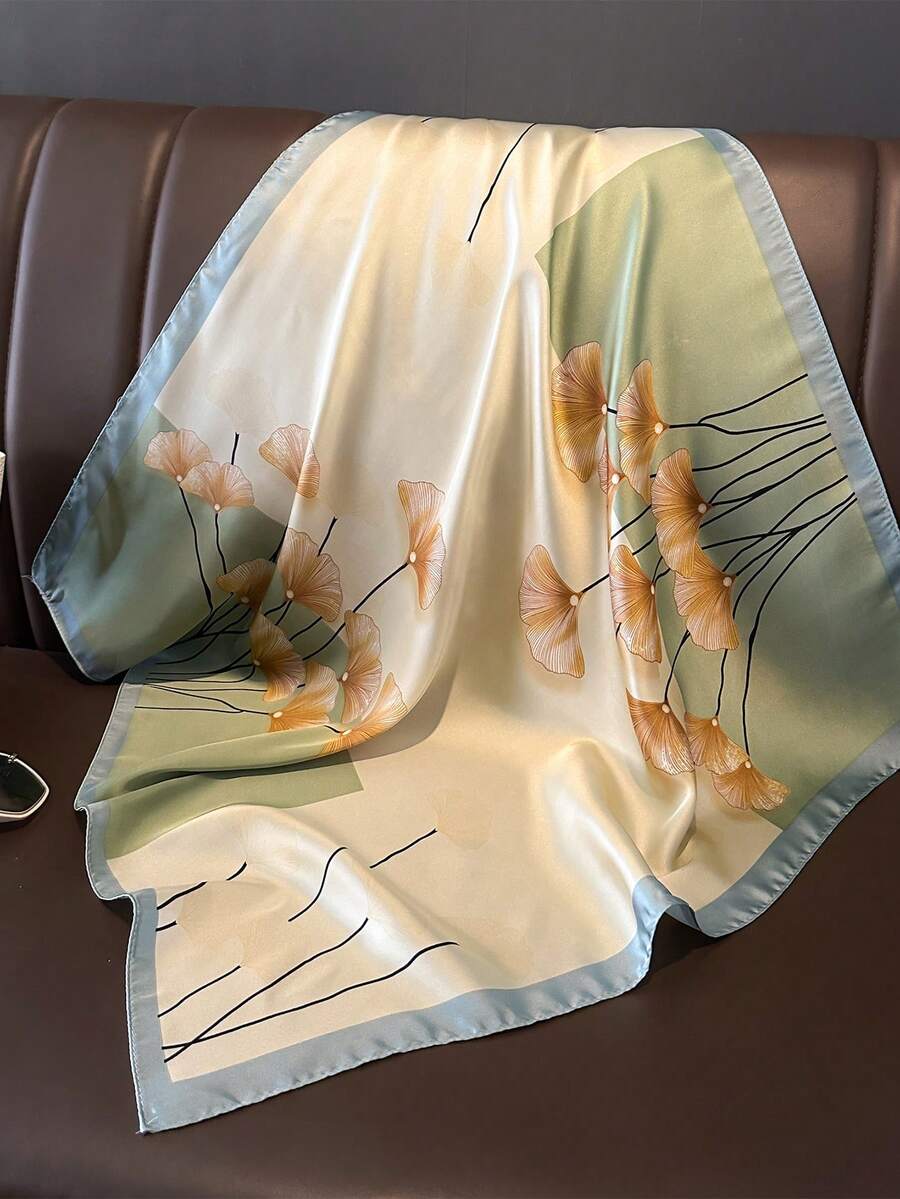 1件女款小號緞面方巾,印花手帕頭巾,頸巾,髮帶,細領帶,披肩 - 淺綠色 - 查看 1
