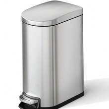 Slim 10L  Metal Bathroom Trash Can With Lid – Step-On Pedal, Soft Close, Removable Inner Bucket, Odor Control – Appropriate For Bedroom, Kitchen, Office - C - View 1