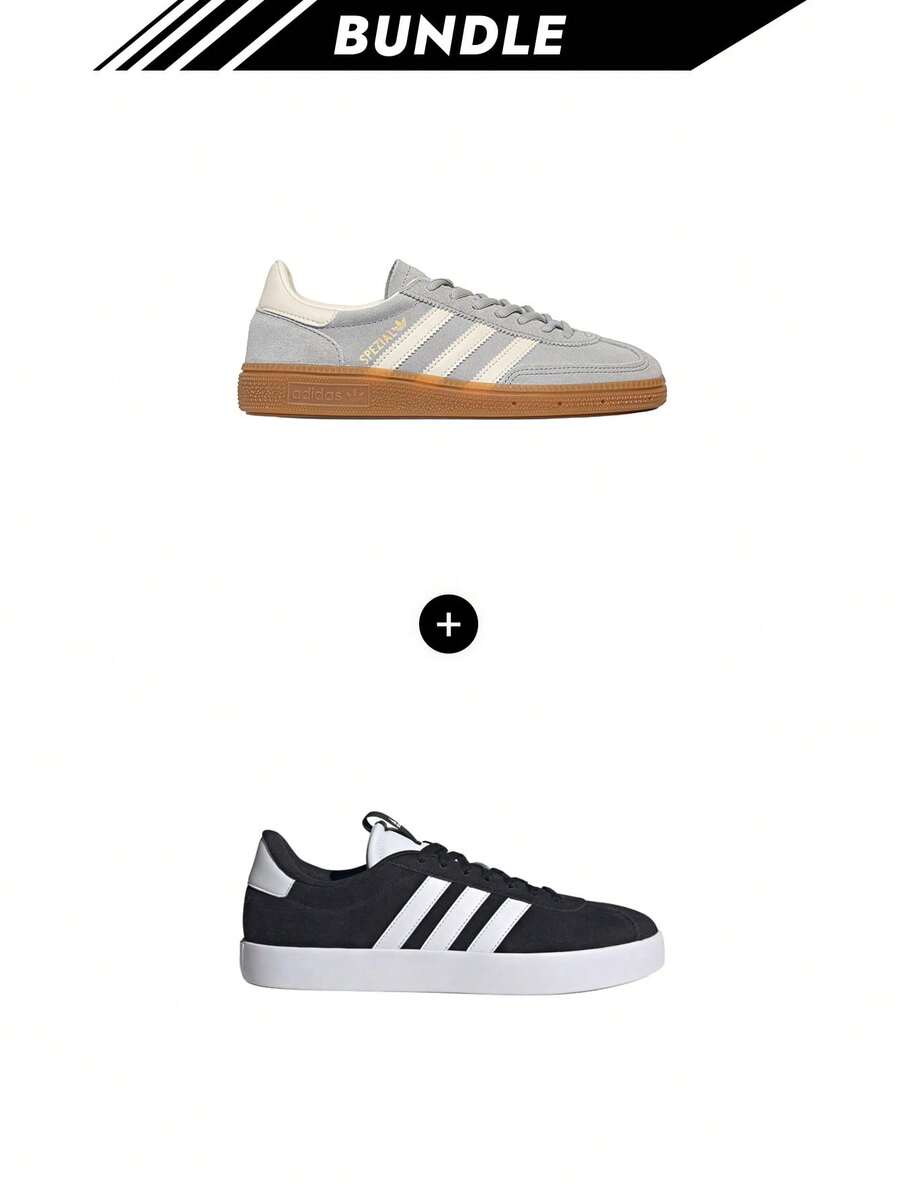 Adidas [Bundle] Samba Handball Spezial Unisex Grau Zwei / Cremeweiß / Wolkenweiß IF7086 + Adilette VL COURT 3.0 - Grau Zwei+KernSchwarz - Übersicht 1