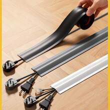 Saluran Kabel Lantai PVC 1/3 Meter, Penutup Kabel Lantai Lunak, Penyembunyi Kabel, Pelindung Manajemen Kabel Lantai, Dapat Dipotong, Isolasi Tahan Api, Perekat Kuat - A - View 6