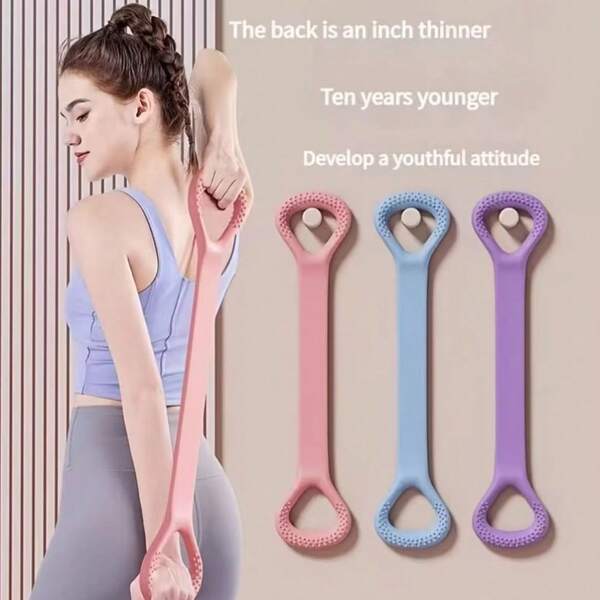 8-Shaped Silicone Yoga Resistance Band | Non-Slip Exercise Band, Suitable For Full Body Workout | Home Gym And Outdoor Fitness Stretching Rope | Durable Back/Waist/Arm Training Band