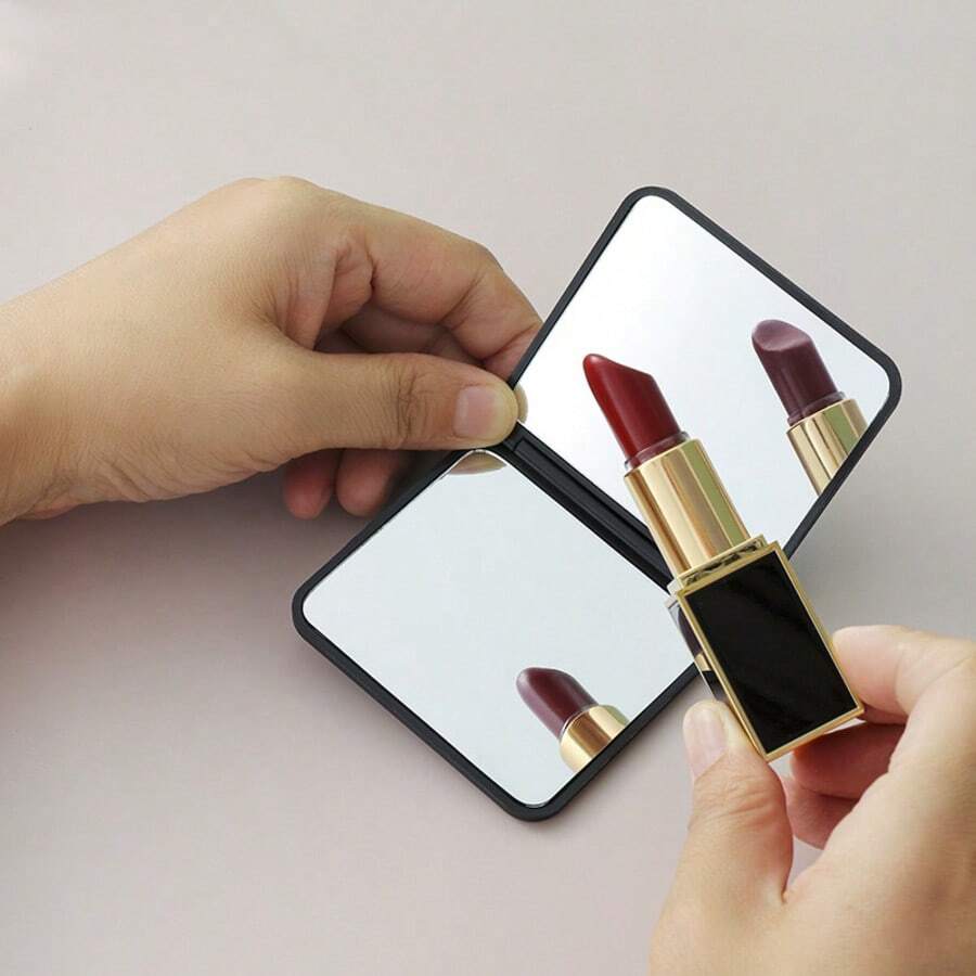 Adegree Espelho De Maquiagem Dobrável Quadrado Vaidade Portátil Espelhos De Mão Dupla Face Compacto Bolso Cosméticos Nov