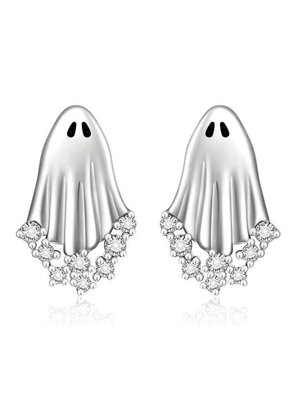 1 Pair Beautiful Cubic Zirconia Stud Earrings Women Party Jewelry Halloween Gift