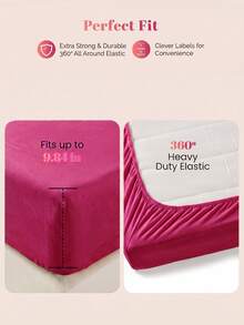 2/3pcs Solid Color Fitted Sheets, Mattress Protector, Mattress Cover, Deep Pocket Bed Sheets, Soft & Breathable, Suitable For All Bed Sizes - Twin, Full, Queen, King, 9-12 Inches/25cm Deep Pocket, Machine Washable, Watermelon Pink - Watermelon Pink - View 6