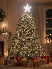 1pc Christmas Tree Top Decoration, 5.9 Inch White LED Tree Top Star, Suitable For Holiday Decor, Room Decor, Home Decor, Office Decor, Theme Party Decor, Christmas Decor, Battery Operated (Batteries Not Included) - Star 1 - View 2