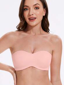 MELENECA Women's Strapless Bra For Large Bust Minimizer Unlined Bandeau With Underwire - Dusty Pink - View 4