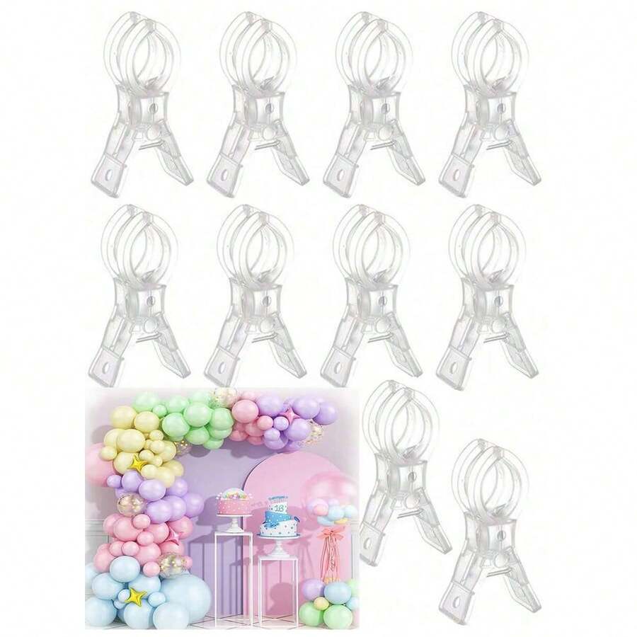 5/10/20pcs Heavy Duty Clear Plastic Spring Clips | Multipurpose Balloon Arch Clips, For Background Fixation, Sturdy Crafting Clips Suitable For Birthday Party Decor, Woodworking Projects And Photography Studio, Essential Tool Kit For Hobbyists - A - View 1