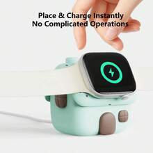 IWatchs Wireless Charging Stand House Desktop Cute Silicone Ornament - Baby Blue - View 6