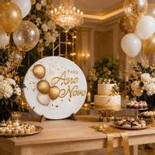 Decorative Panel And Cylinder Covers For Happy New Year Theme Parties With Elastic - 50x50 New Year Table Panel 024 - View 1