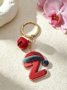 1pc The Acrylic Christmas Hat Paired With A Bell Design Keychain, The 26 Initials Of The Names Create A Festive Christmas Atmosphere - Bell - View 28