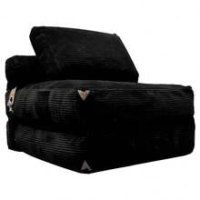 Modern Single-Seater Sofa With Integrated Storage And Elegant Tassel Details For A Cozy Home Space - 黑色 + 法蘭絨 - 查看 9