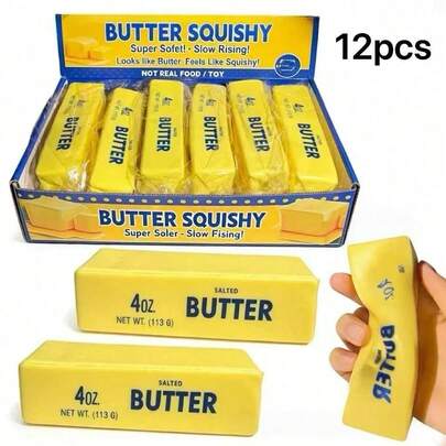 12pcs Milk Scented Slow Rebound Butter Shaped Stress Balls, Fun Sensory Toys, Relieve Anxiety, Improve Focus, Soft Realistic Butter Squeeze Toys, Colorful Dumpling Stress Balls, Fingertip Sensory Toys, Soft Plush Toys, Suitable For Office, Home, Party Gifts, Portable Design, Can Be Put In Handbag, Suitable For Various Holiday Parties, Graduation Season, Back To School Essentials, Helps Improve Mood, Halloween Gifts, Christmas Gifts, Gifts For Female And Male Friends