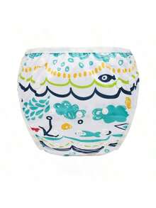 1pc Reusable Printed Swim Diaper, Skin-Friendly Breathable Lining, Colorful Printed Pattern Gives Dopamine, Infant/Toddler Swimming/Training Pants - Multicolor - View 8