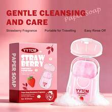 YYTCM Strawberry Scented Portable Soap Sheets 50pcs With Mini Flip-Top Storage Box, Disposable Hand Soap Paper For Travel, Outdoor, Commuting, Gentle And Easy To Rinse - Strawberry - View 4
