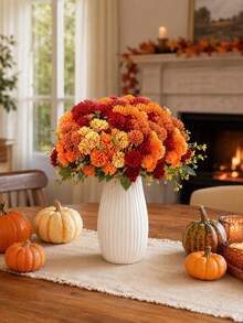 1/4pcs 6-Prong Spherical Artificial Chrysanthemum, For Room Decoration, Autumn Decoration, Thanksgiving, Halloween Decoration, Home Decor, Wedding, Porch, Farmhouse Style, DIY Autumn Decoration, Artificial Plants, Office, Living Room Decoration, Tabletop Decoration, Fake Flowers, Artificial Flower, Fake Plant, Fall Decor, Gifts For Women, Birthday Gift. - Multicolor - View 7