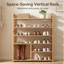 Senmeo Versatile 6‑Tier Bamboo Organizer Rack, Sturdy Freestanding Unit, Holds Various Heights, Ideal For Entryway/Bathroom/Office, Quick Setup, Space-Efficient. - Level 6 - View 4
