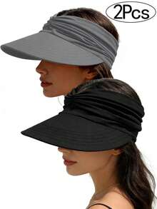 2pcs Women's Wide Brim Sun Hats, UV Protection, Suitable For Sports, Beach, Golf, Hiking - 2-pack - View 12
