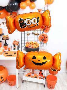 2/3pcs Halloween Candy Shaped Aluminum Foil Balloons, Black Purple Orange Candy Balloons, Suitable For Halloween Theme Party, Birthday Party Decoration, Trick Or Treat, Halloween Home Decor Supplies - Multicolor - View 3